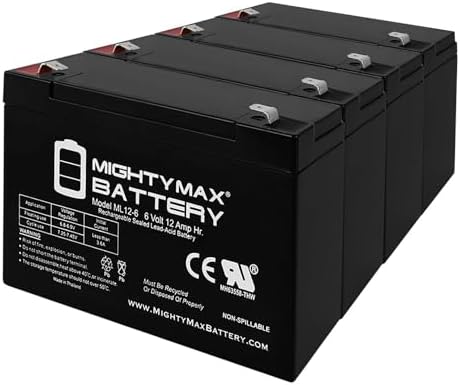 Mighty Max Battery ML12-6F2-6 Volt 12 AH, F2 Terminal, Rechargeable SLA AGM Battery