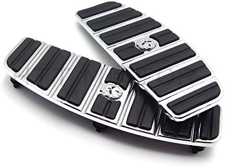 XKH- Motorcycle Chrome Skull Zombie Rider Footboard Insert Kit- Traditional D Shape Compatible with TOURING FLHT FLT FLTR FLHR FLHS SOFTAIL FLSTC