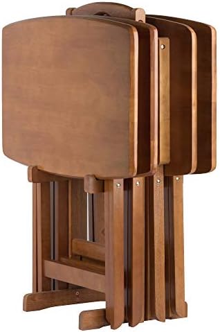 Winsome Darryl Set of 4 Oversized Foldable Tables, Walnut, 26" | Easy to Store Portable Fold Up Table Set for Kitchen, Living Room TV Dining, Crafts, Puzzles, Work From Home