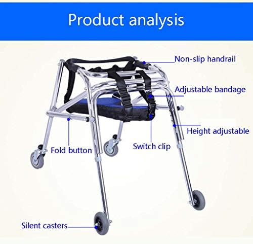 Walker Pulley Rear-Mounted Walker One-Way Folding Anti-Backward Size Walker Height Adjustable for Cerebral Palsy Children Rehabilitation Training