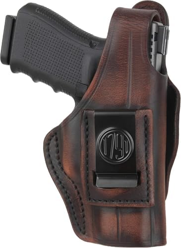 1791 Thumb-Break Gun Holster IWB/OWB, Fits Glock 19, 17, 22, 23, 26, 27 | Right-handed 4-Way leather gun holster also fits Taurus G2, Ruger SR9, Ruger SR9c and S&W M&P 9 M2.0, Glock 32 and 33