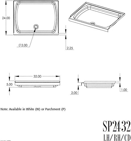 Lippert Replacement 24" x 32" White Shower Pan with Right Drain for RVs, Manufactured Homes, Travel Trailers, 5th Wheels, and Motorhomes - 210371