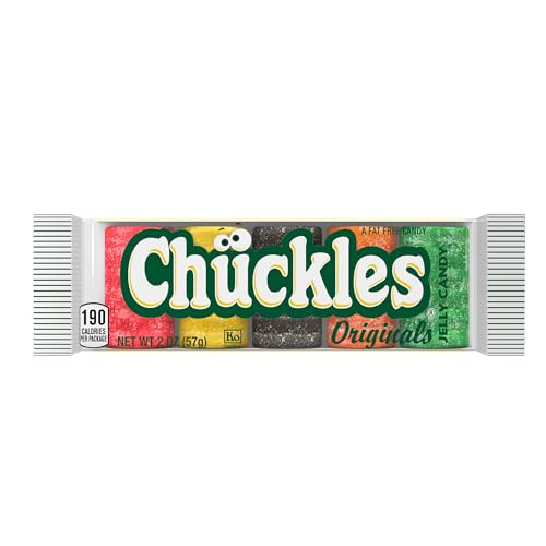 Wonka Chuckles Original, Jelly Sugar-Coated Candies, Fruit Flavored Candy, 2 Ounce Bars (Pack of 24) | Cherry, lemon, lime, orange, licorice jelly