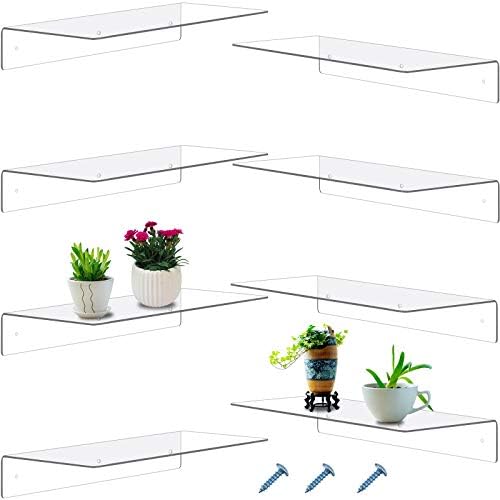 Blulu 8 Pcs Clear Acrylic Shelves 14 x 5 x 2 Inches Clear