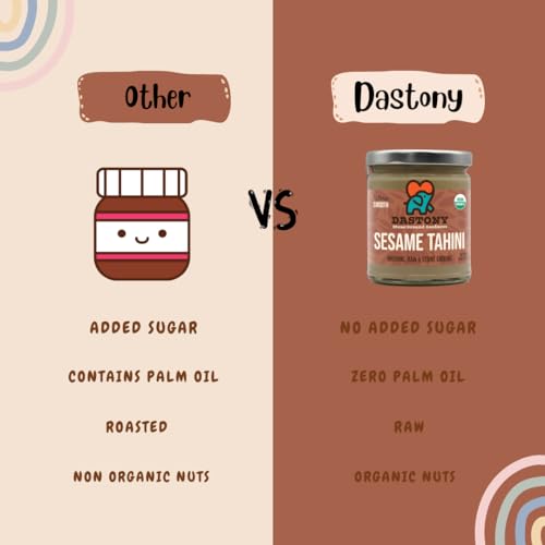 Dastony Organic Raw Sesame Tahini Seed Butter, 8 oz | Only One Ingredient | Vegan, Paleo and Keto Friendly, Non GMO, Gluten-free - Pack of 1