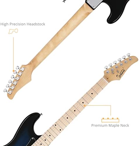 GLARRY 39" GST Series Electric Guitar Kit with Amp for Beginner Starter, HSS Pickups Full Size Guitar Included Digital Tuner, Strings, Picks