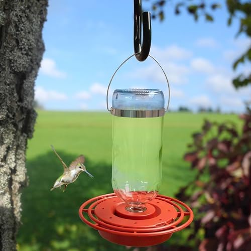 Best 1 Hummingbird Feeder with 8 Nectar Ports, Hummingbird Nectar Feeder, 16 oz Capacity, Red, Clear