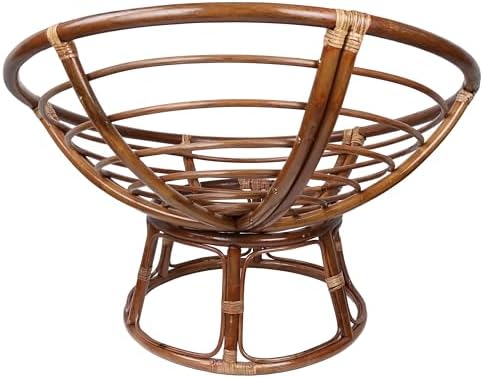 Furniture Piece 42-Inch Rattan Papasan Chair with Solid Twill Cushion