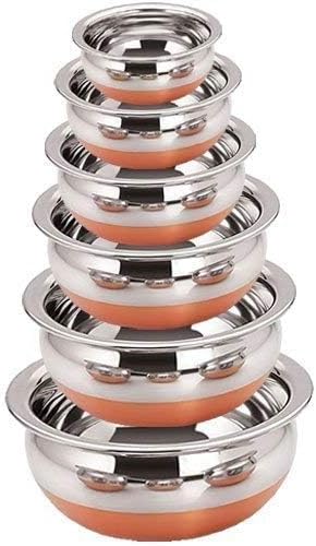 ROYAL SAPPHIRE Stainless Steel Copper Bottom Handi Pot 6 Piece Set With lids and Free Serving Spoon