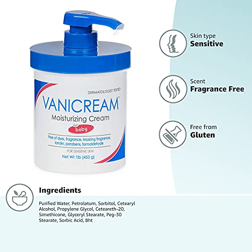 Vanicream Moisturizing Skin Cream for Sensitive Skin 16 oz (Pack of 12)
