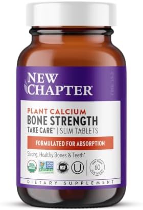 New Chapter Bone Strength Take Care - Bone & Heart Health Supplement - Clinically Studied Plant Calcium from Red Marine Algae - Vegan, Organic, Gluten Free & Kosher - 60 Slim Tablets