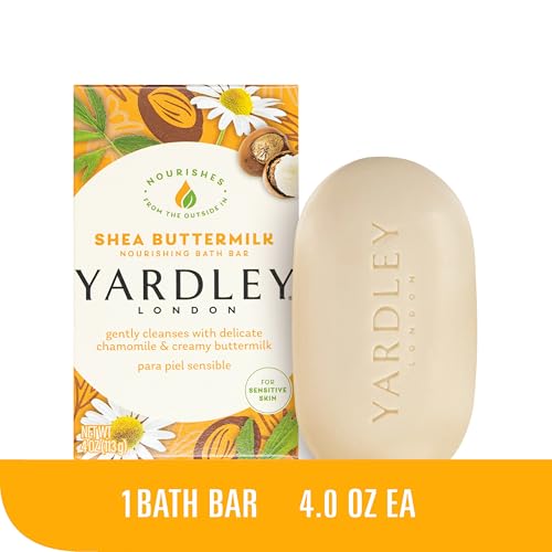 Yardley London Nourishing Bath Soap Bar Aloe & Avocado, Conditions Skin with Creamy Avocado & Olive Extracts, 4.0 oz Bath Bar, 1 Soap Bar
