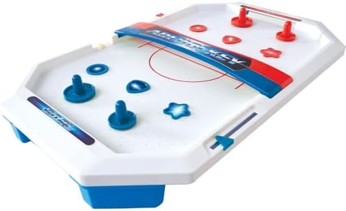 Game Zone Electronic Table-Top Air Hockey - Fast-Paced Sports Fun in an Easily Portable Battery-Operated Rink for Ages 5 and Up
