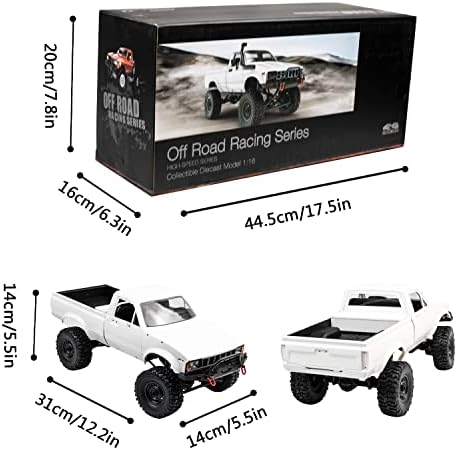 WPL C24 1/16 4WD RC Off-Road Pickup White | 2.4G RTR rock crawler with one upgraded 1200mAh battery, hobby gift for men