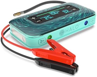 HALO BOLT AIR+ 1750A Jump Starter, AIR Compressor, Power Bank, Blue | 130 PSI air compressor, 59.9Wh power bank, large display, LED light. Jumps cars, SUVs & trucks