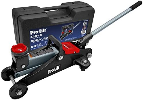 Pro-LifT F-2315PE Grey Hydraulic Trolley Jack Car Lift with Blow Molded Case-3000 LBS Capacity, 12 Inch, Black