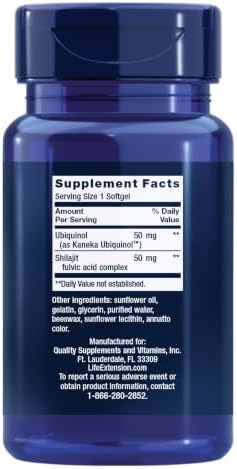 Life Extension Super Ubiquinol CoQ10 with Enhanced Mitochondrial Support, Heart Health Supplement, Maximum Absorption, 50 mg, Non-GMO, Gluten-Free, 30 softgels | Ultra-Absorbable Ubiquinol CoQ10 with Shilajit for Heart Health & Cellular Energy Production…
