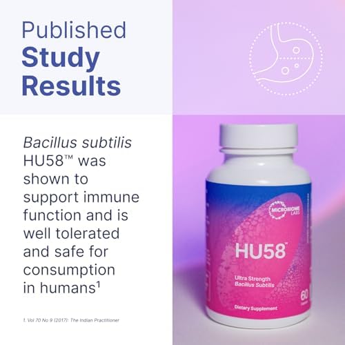 Microbiome Labs HU58, Bacillus Subtilis, Probiotic for Women & Men, 60 Ct