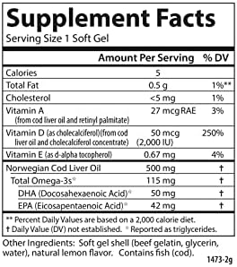 Carlson Solar D Gems, 2000 IU (50 mcg) Vitamin D3, Lemon, 360 Softgels | Vitamin D3 and Omega-3 Supplement, 115 mg Omega-3s EPA and DHA Supplement