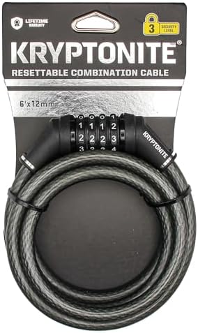 Kryptonite Resettable Combination Bike Lock Cable, 6ft x 12mm Steel