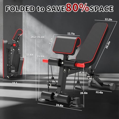 K KiNGKANG Adjustable Weight Bench, Foldable Home Gym, 1050lbs Capacity