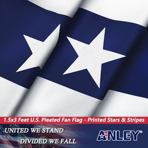 Anley US National Pleated Fan Flag, 3x6 Feet American Bunting Flags Patriotic Stars & Stripes - Sharp Color and Fade Resistant - Canvas Header and Brass Grommets - United States 3 x 6 Feet Half Fan Banner