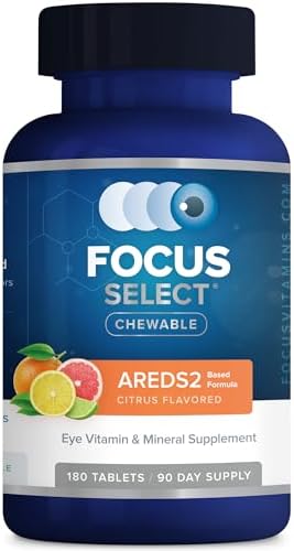 Focus Select AREDS2-Based Citrus Flavored Chewable Eye Vitamins, 180 Count | Eye supplement with lutein and zeaxanthin to support macular health