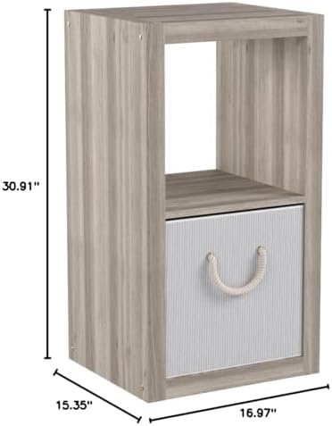 Better Homes and Gardens.. Bookshelf Square Storage Cabinet 4-Cube Organizer (Weathered) (White, 4-Cube) (Rustic Gray, 2-Cube)