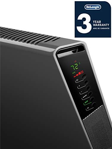 DeLonghi Convection Panel Heater, Full Room Quiet 1500W, portable electric heater is freestanding/easily wall mounted. Energy Saving, quick heat distribution, timer, asphalt gray, HCX9115E