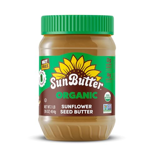 SunButter Original Sunflower Seed Butter, 16 oz Nut-Free Spread with 7g Plant-Based Protein, Roasted Rich & Savory Flavor, Smooth Texture | Vegan, Kosher & Non-GMO