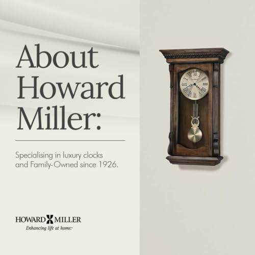 Howard Miller Agatha Wall Clock – Wooden Pendulum Clock with Triple-Chime Quartz Movement, Battery Operated, Acanthus Molding Detail