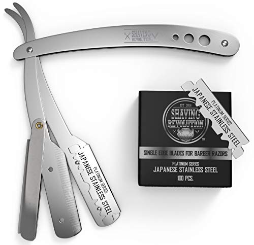 Shaving Revolution Straight Edge Barber Razor - Includes 100 Blades