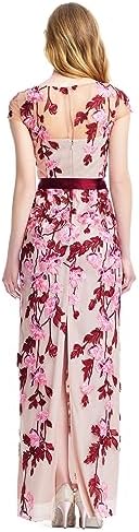 Adrianna Papell Cascading Floral Embroidered Long Column Gown