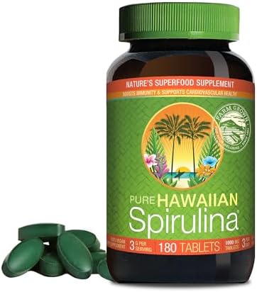 Nutrex Hawaii Pure Hawaiian Spirulina Tablets, Vegan, 500 mg, 400 Count | Spirulina Farm Grown in Kona, Hawaii, Non-GMO, Glyphosate Residue Free, 3rd Party Tested, 60% Protein, Superfood Supplement