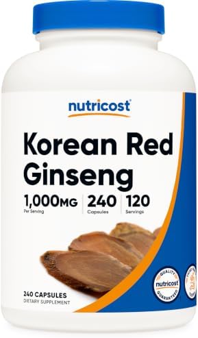 Nutricost Korean Ginseng 1000mg Per Serving, 240 Capsules, 120 Servings | 500 mg Per Capsule, Korean Panax Red Ginseng, Gluten-Free & GMO-Free