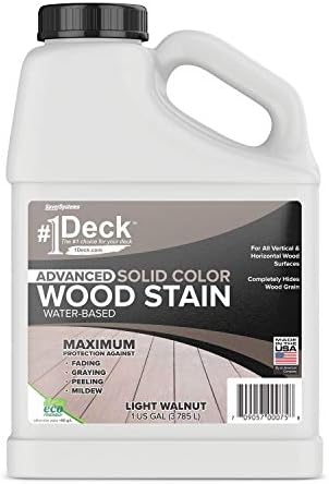 #1 Deck Premium Advanced Solid Color Outdoor Wood Stain and Sealer in One – Water Based Sealant for Wood Decks, Fences, & Siding - 1 Gal - Made in USA - Simply White