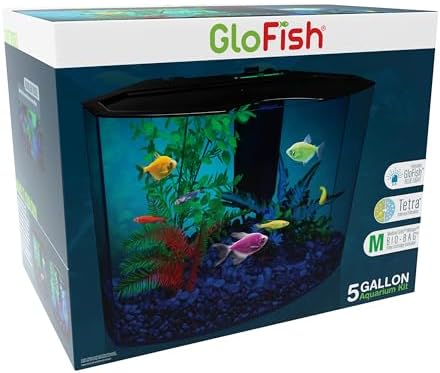 GloFish Crescent aquarium Kit 3 Gallons, Includes Hidden Blue LED Light And Internal Filter