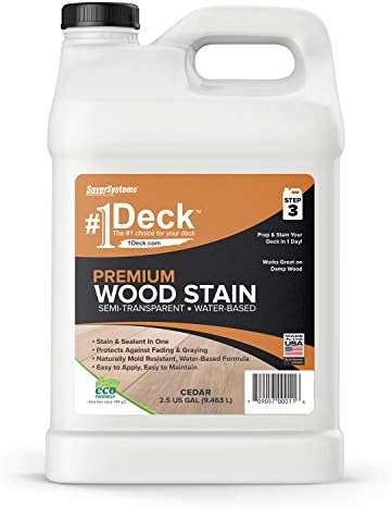 #1 Deck Premium Wood Stain - Semi-Transparent, Water Based, Sealer in One - 1 Gallon