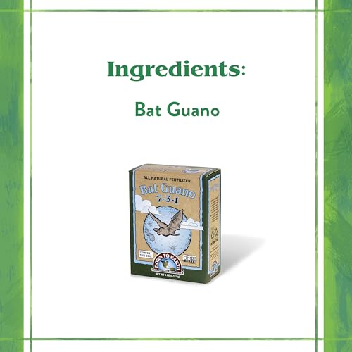 Down To Earth All Natural Fertilizers Organic Bat Guano - 7-3-1, 0.25 lb | High Nitrogen Plant Food for Rapid Vegetative Growth, Fast-Acting in Vegetable Gardens, Flower Gardens