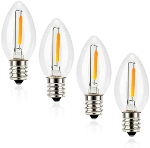 Emotionlite C7 LED Candelabra Bulbs, E12 Base, Warm White 2700K, 4 Pack | lear LED chandelier bulbs, 4W/5W/6W/7W incandescent equivalent with E12 candelabra base