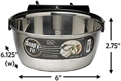 MidWest Homes for Pets Snap'y Fit Stainless Steel Food or Water Bowl, Holds 1 Quart, Mounts to Wire Crates, No-Tip Design, Rust-Resistant, for Dogs and Cats