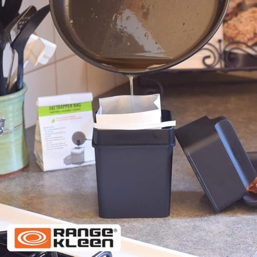 Fat Trapper System/Grease Storage Container with TWELVE Disposable Grease Bags for Bacon Grease and Kitchen Cooking Oil Disposal