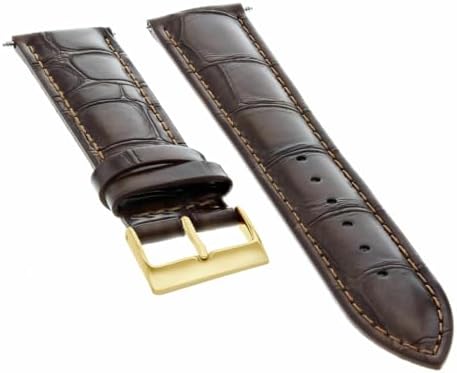 Ewatchparts 19mm Dark Brown Leather Watch Band Replacement Watch Strap Gold Buckle Compatible With Invicta Russian Diver