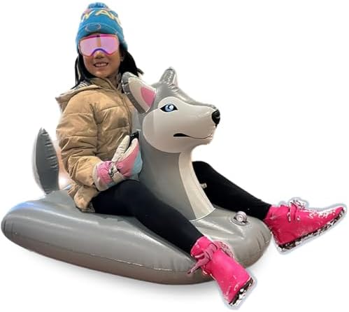 Jet Creations Husky Inflatable Snow Grass Sled Pool Float for Kids and Adults, 38 inch Long 2 Handles