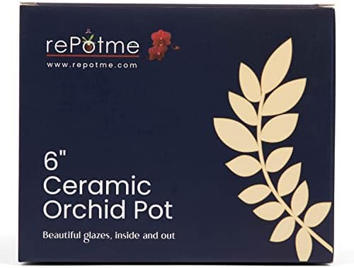 rePotme 6" Pinwheel Fluted Ceramic Plant Pot (Cream Over Lavender) - Includes Free 6 inch Slotted Pot Liner - Great for Orchids, Succulents