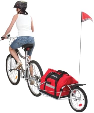 One-Wheel Bicycle Cargo Trailer with Kickstand – Converts to Wheelbarrow, Includes Bag, Fits 18" to 700c Bikes
