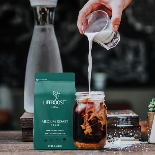 Lifeboost Organic Coffee Beans Medium Roast - Low Acid Single Origin Non-GMO Organic Whole Bean Coffee - Third Party Tested For Mycotoxins &