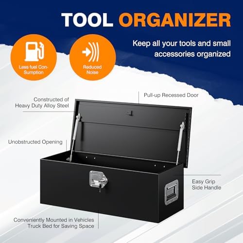 30 Inch Steel Heavy Duty Truck Bed Tool Box, Trailer Tongue Tool Box with Lock and Keys, Tool Box for Storage, Utility Trailer Tool Box for Truck, Pickup, RV, Trailer