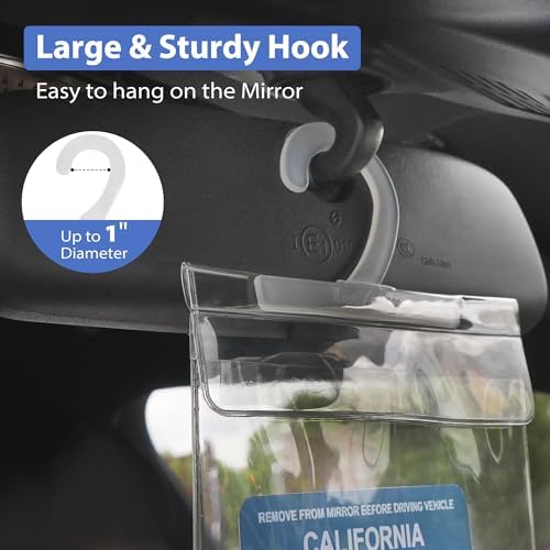 LotFancy Handicap Parking Placard Holder Cover, Disabled Parking Permit with Large Hanger for Autos, Pack of 4