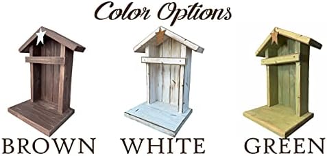 Stable Creche for Nativity Fireplace Mantle Wood (Fits Willow Tree Figures) *Christmas Decor Accessories Available- Personalized Sign Baby Manger